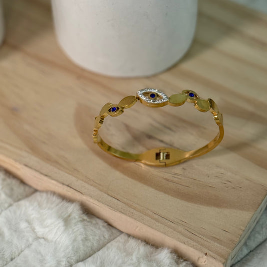 Evil eye diamond cuff bracelet
