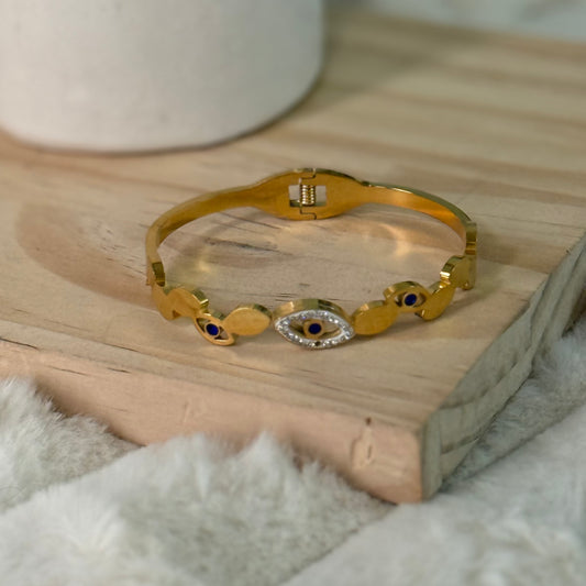 Evil eye diamond cuff bracelet